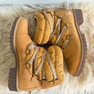 Timberland Shearling Lined Boots Wheat Tan Waterproof Lace Up 8.5M